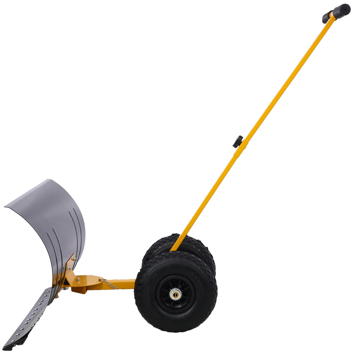 Snow Shovel with Wheels, Snow Pusher, Cushioned Adjustable Angle Handle Snow Removal Tool, 29" Blade, 10" Wheels,yellow color