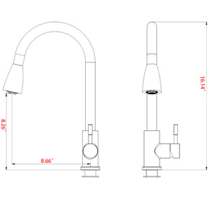 Pull Down Kitchen Faucet with Sprayer Stainless Steel Matte Black