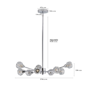 Modern Crystal Chandeliers, 9 Lights Chrome Chandelier for Living Room Bedroom, Dining Room Chandelier Over Table, Kitchen Light Fixtures(Bulbs Not Included)