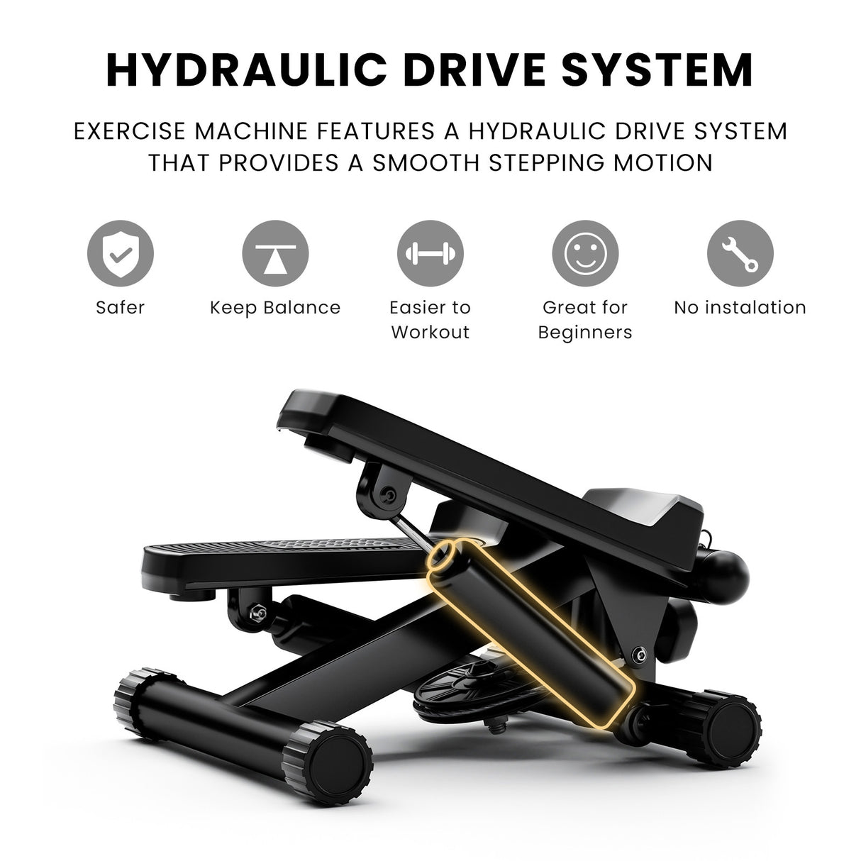 Hydraulic Fitness Stepper with Resistance & Display