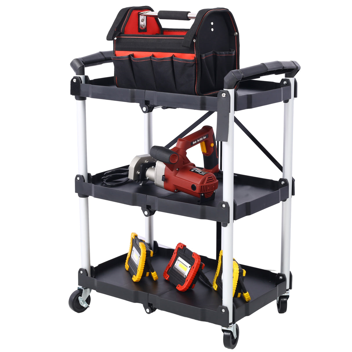 3 Layers Folding Collapsible Service Cart