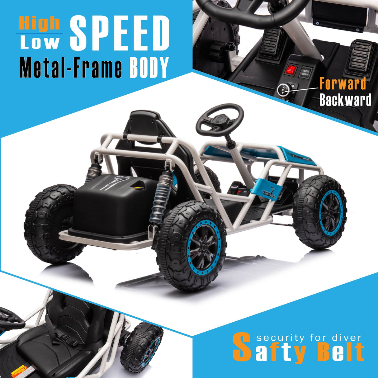 Blue 24V Ultimate Go-Kart for Kids Ages 6+