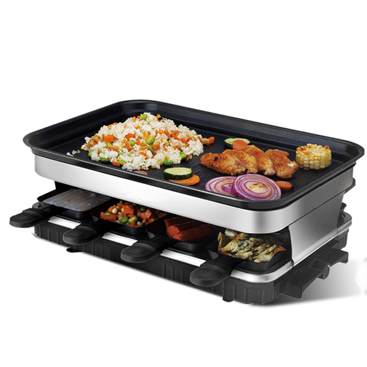 8 Raclette Grill Non-stick Adjustable Temperature 1500W