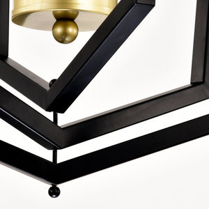 Modern black and gold geometric pendant chandelier with 12 candle-style LED lights, perfect for illuminating dining rooms with an elegant and contemporary design – available at Boltbuy.com