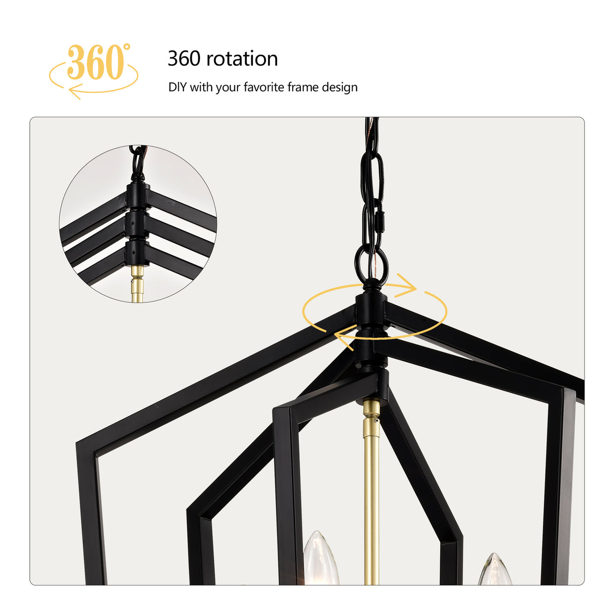 Modern black and gold geometric pendant chandelier with 12 candle-style LED lights, perfect for illuminating dining rooms with an elegant and contemporary design – available at Boltbuy.com