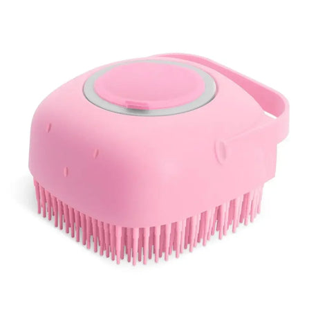 2-in-1 dog bathing brush with built-in shampoo dispenser, perfect for easy and effective pet grooming at BoltBuy.com