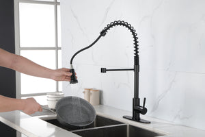 Spring Kitchen Faucets Matte Black with Pull Out Sprayer