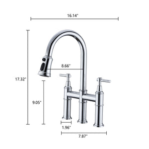 Bridge Kitchen Faucet with Pull-Down Sprayhead in Spot