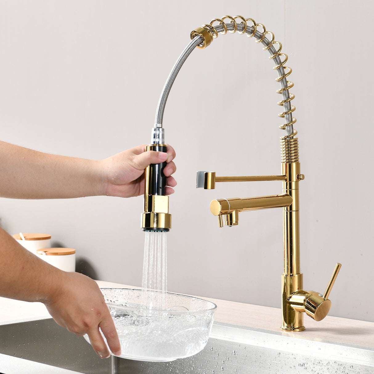 Commercial Pull Down Kitchen Sink Faucet Single Handle Modern Kitchen Faucets