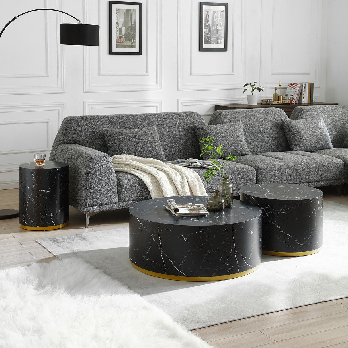 15.75inch Round Sidetable for Living Room Fully Assembled Black