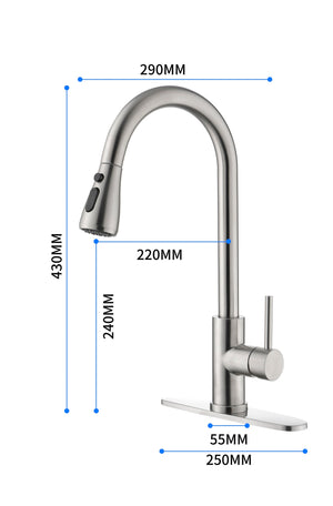 Single Handle High Arc Brushed Nickel Pull Out Kitchen Faucet