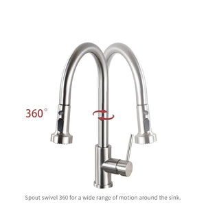 Stainless Steel Pull Down Kitchen Faucet with Sprayer Brushed Nickel