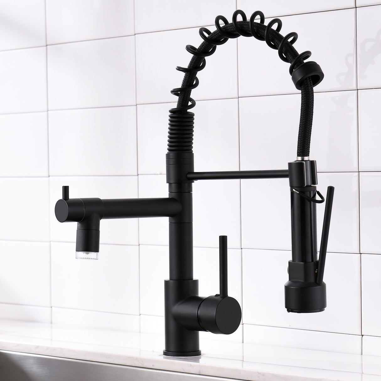 LED Commercial Kitchen Faucet with Pull Down Sprayer