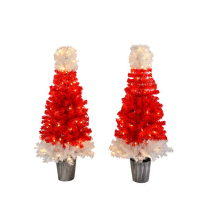 Festive red and white LED Christmas tree for indoor holiday decor, featuring vibrant lights and a unique snow-topped design, perfect for creating a warm, joyful atmosphere in your living room or near the fireplace. Shop at Boltbuy.com for elegant Christmas decorations