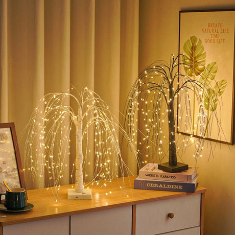 Elegant tabletop willow Christmas tree lights with warm LED illumination, perfect for festive home decor or gifting, available on Boltbuy.com