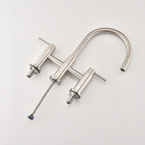 Double Handle Bridge Kitchen Faucet with Side Spray