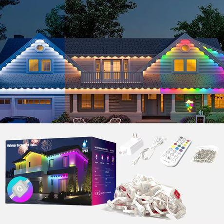 Smart eaves LED light with multi-color options, perfect for outdoor decorative lighting, app-controlled with timer function, compatible with Alexa and Google Assistant. IP67 waterproof for year-round use. Shop now at Boltbuy.com