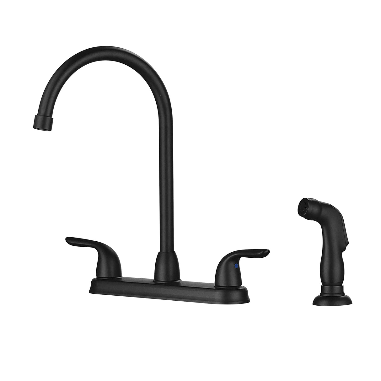 Kitchen Sink Faucet with 2 Handles and Pull-Out Side Sprayer Matte Black