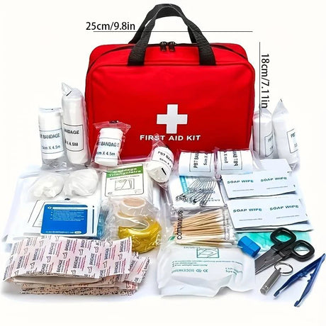 15-piece portable first aid emergency kit with scissors, bandages, wipes, and safety essentials for outdoor, home, or school use – ideal for hiking, camping, or travel safety from BoltBuy