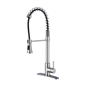 Brushed Nickle one Handle Spring High Arc Kitchen Faucet