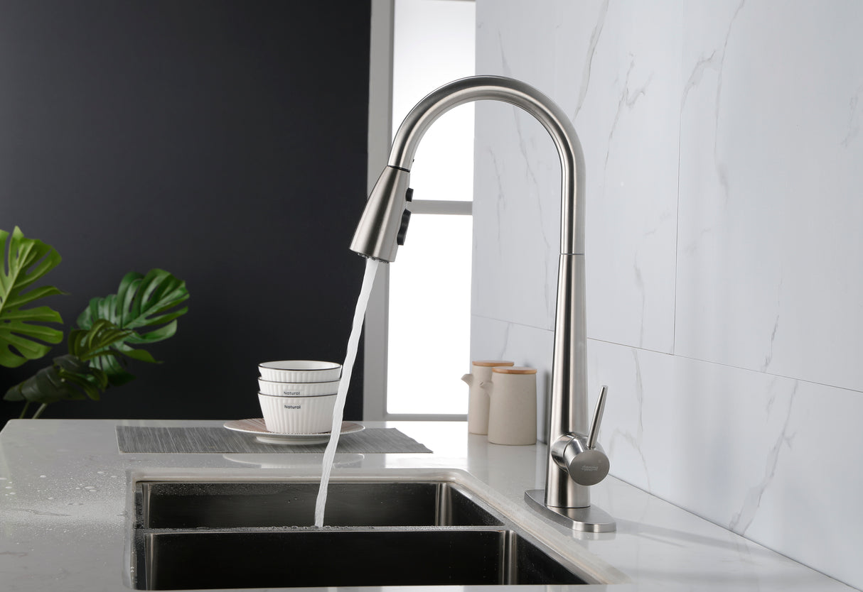 Kitchen Faucet with Pull Down Sprayer Brushed Nickel