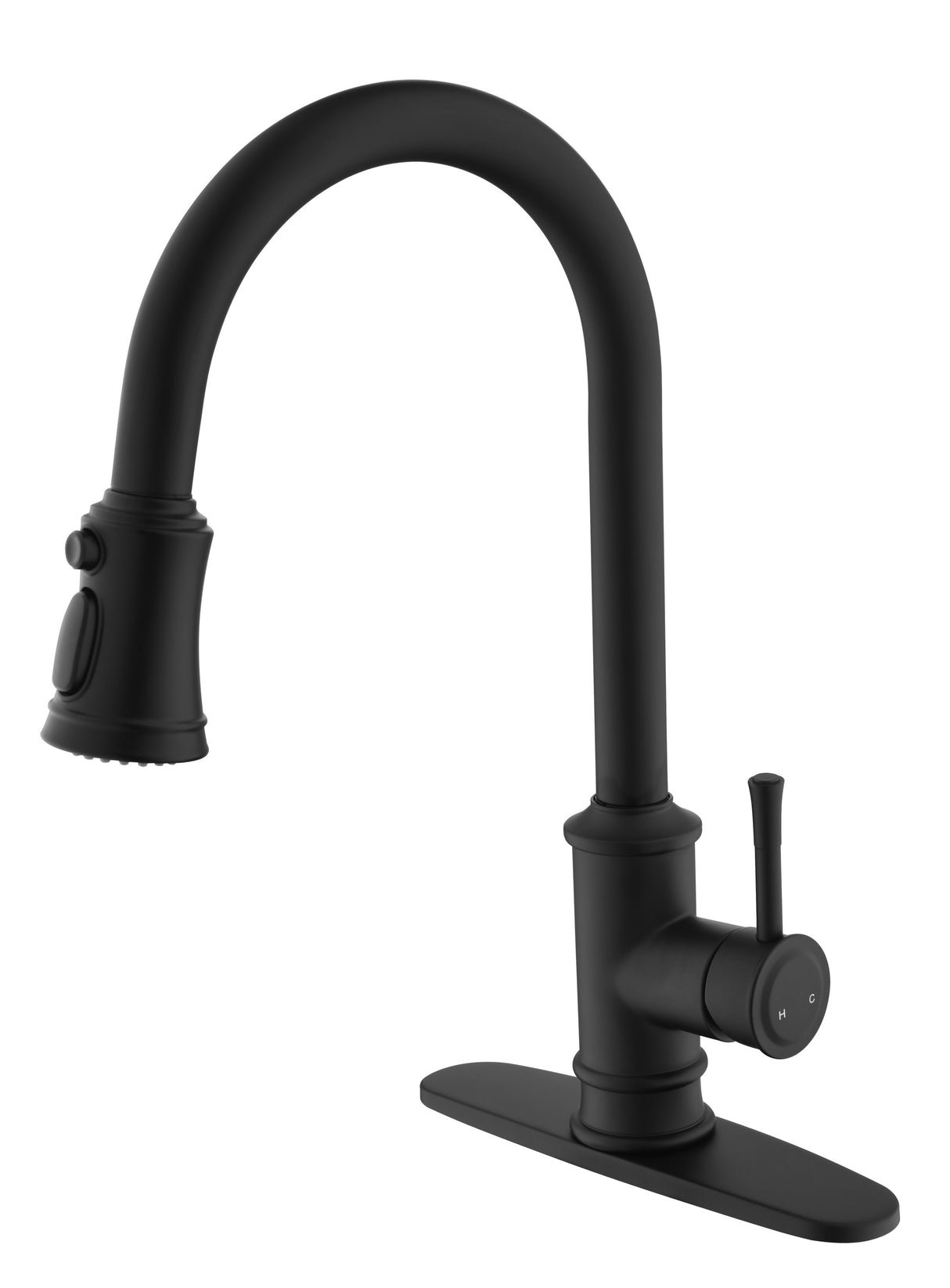 Single Handle High Arc Brushed Nickel Pull Out Kitchen Faucet Matte Black