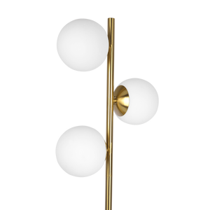 Brilliance Modern Gold Brush Floor Lamp, Opal Glass Shades and Round Metal Base