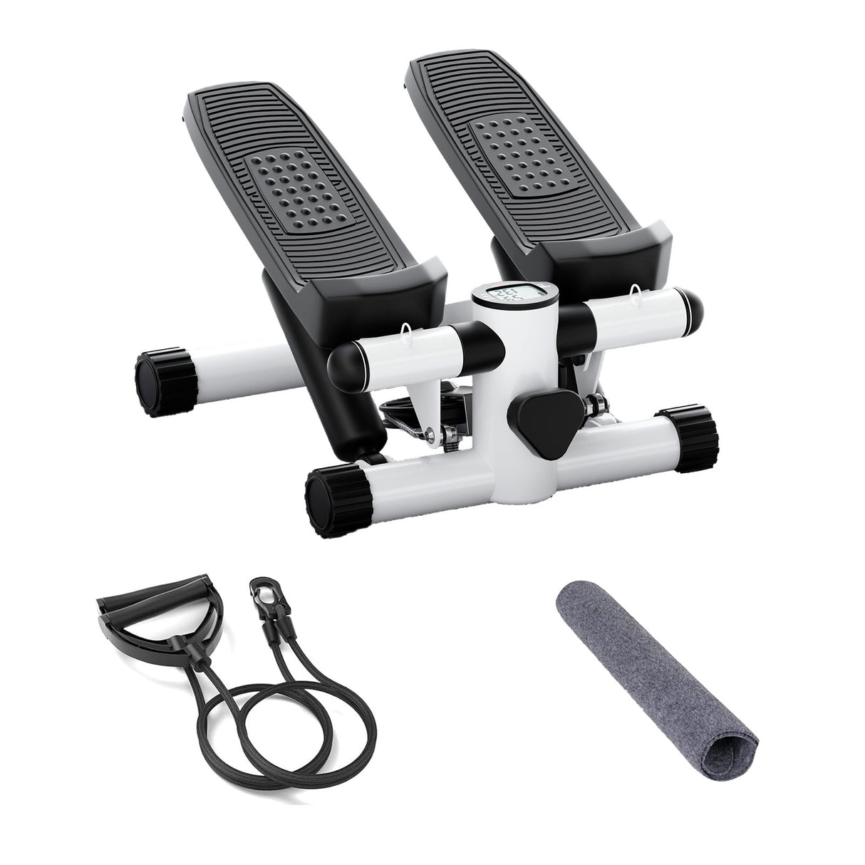 Hydraulic Fitness Stepper with Resistance Bands and Display