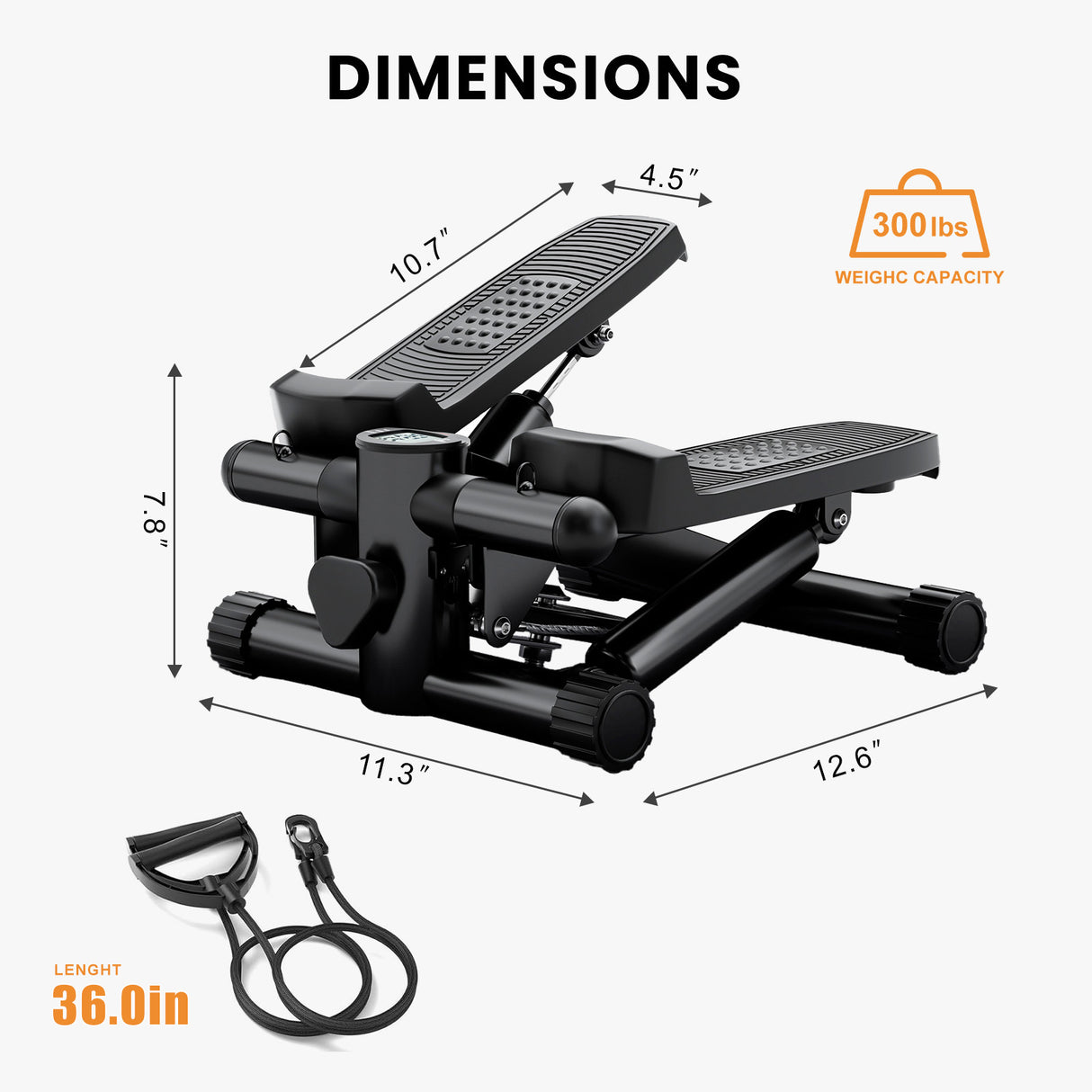 Hydraulic Fitness Stepper with Resistance & Display