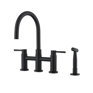 Double Handle Bridge Kitchen Faucet with Side Spray