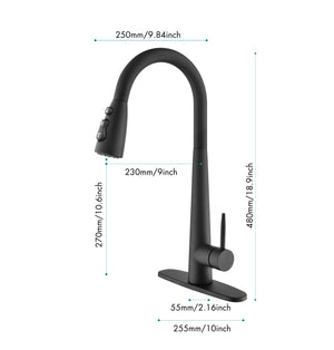 Matte Black Kitchen Faucets with Pull Down Sprayer