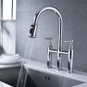 Bridge Kitchen Faucet with Pull-Down Sprayhead in Spot