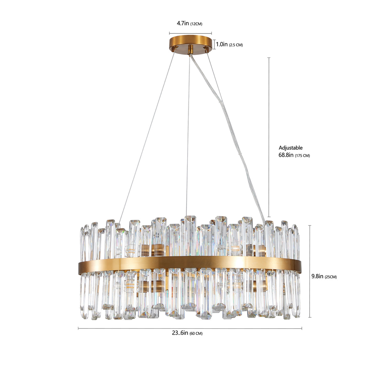 23.6 Inches Luxury Chandeliers Crystal Living Room Bedroom Decorative Lights Simple Modern Dining Room LED Lighting,for Home Decor (Bulbs Not Included)