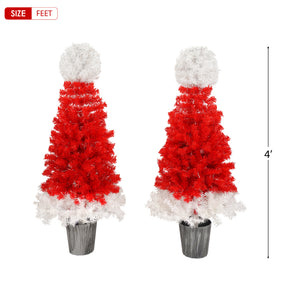 Festive red and white LED Christmas tree for indoor holiday decor, featuring vibrant lights and a unique snow-topped design, perfect for creating a warm, joyful atmosphere in your living room or near the fireplace. Shop at Boltbuy.com for elegant Christmas decorations