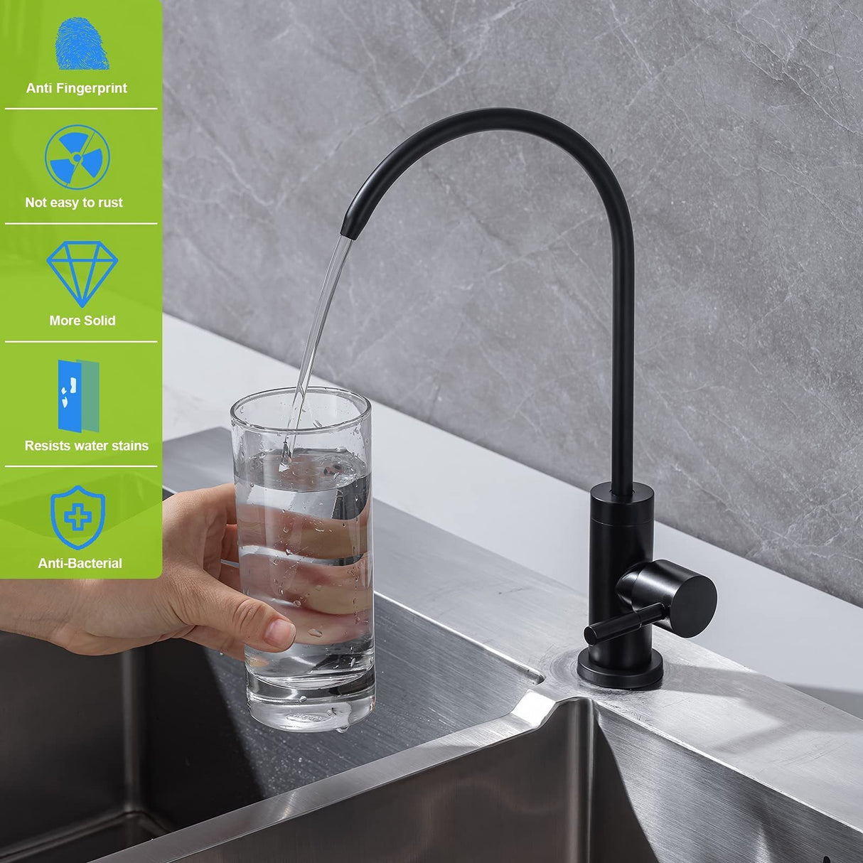 Kitchen Water Filter Faucet Drinking Water Faucet Matte Black