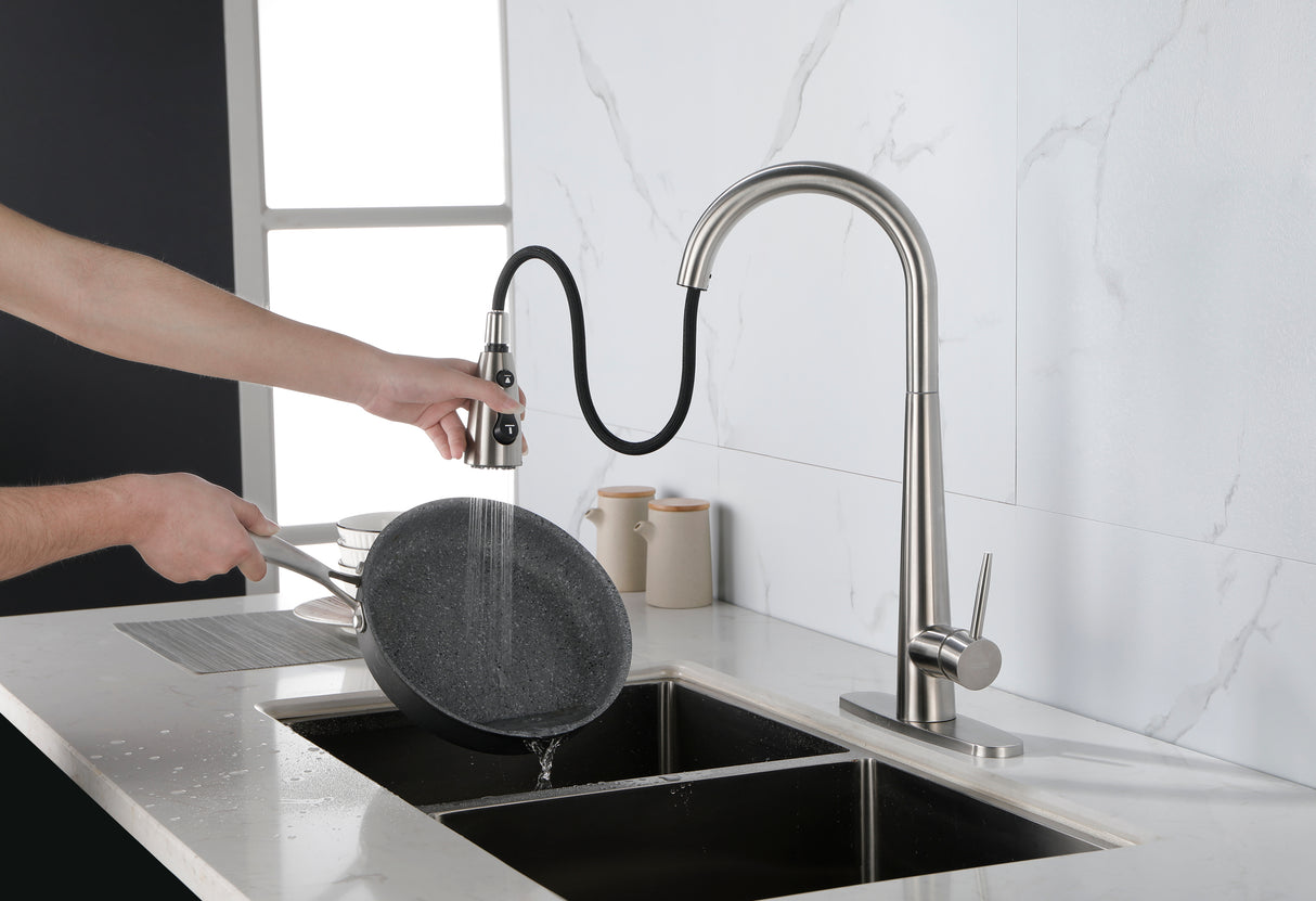 Kitchen Faucet with Pull Down Sprayer Brushed Nickel