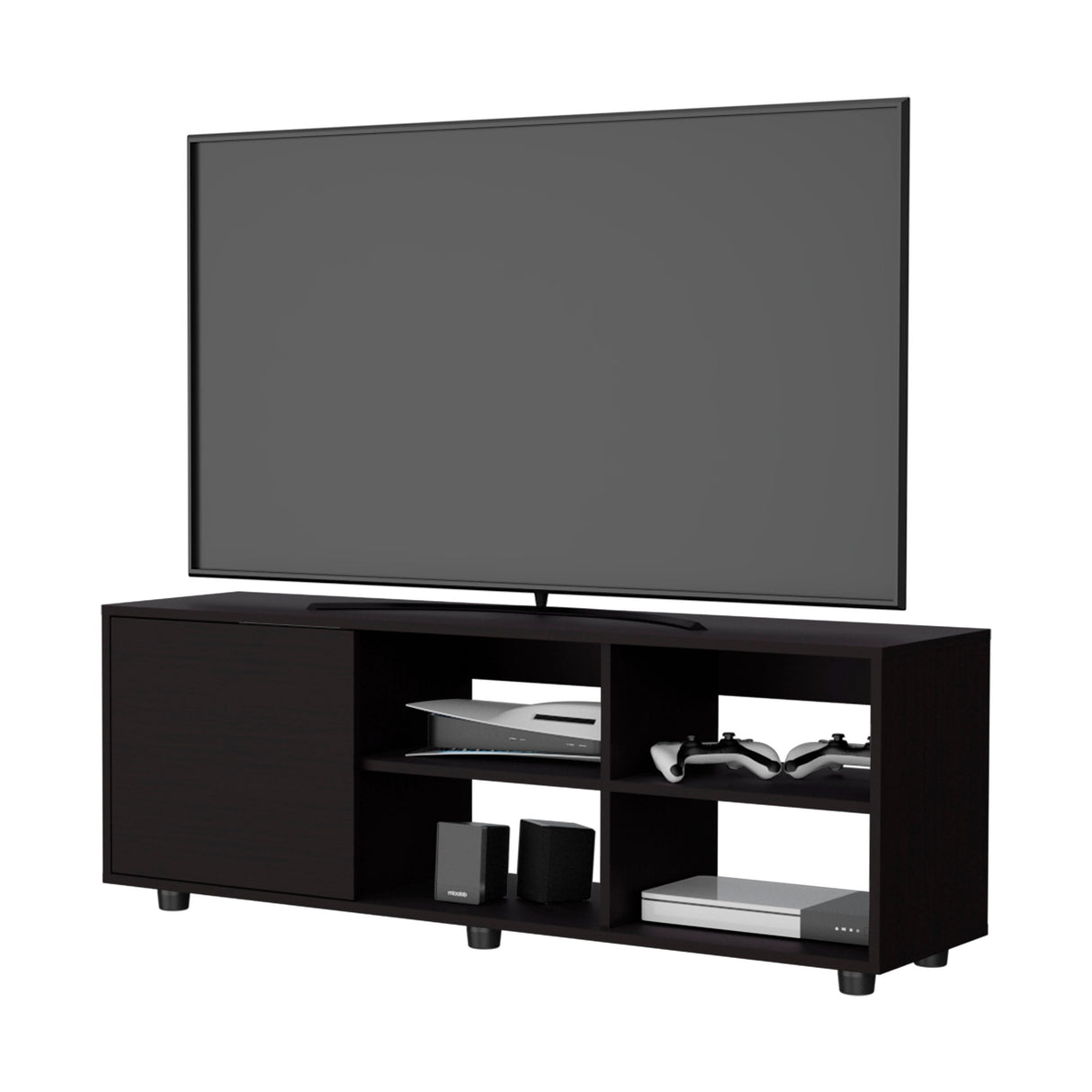 FM FURNITURE Parker TV Stand with a Door and Open Storage,Wengue