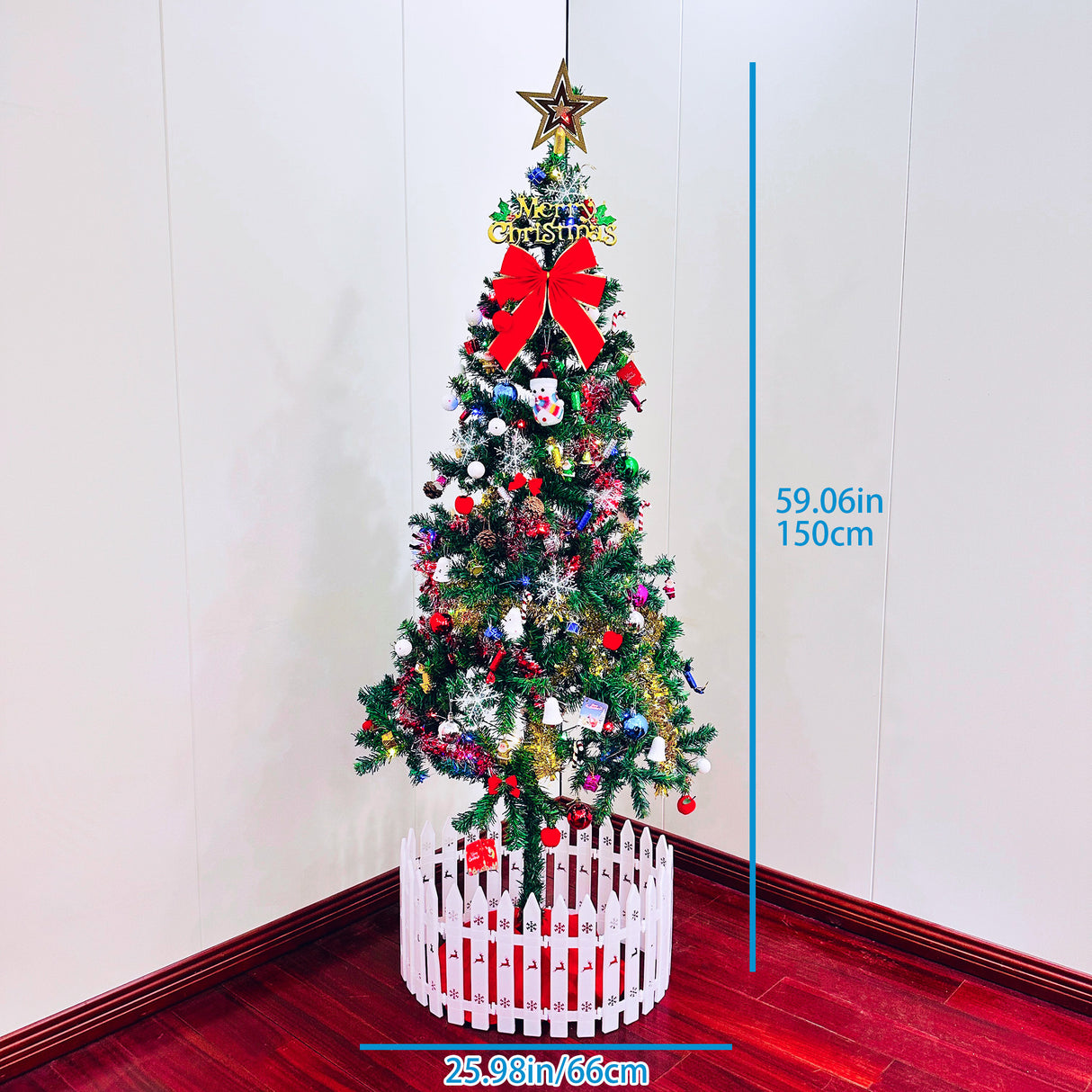 5ft Artificial Christmas Tree with LED Lights & Decorations