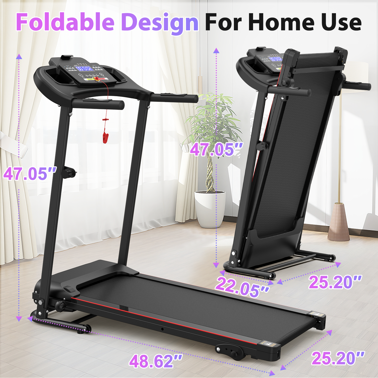 Folding Treadmill with Incline 2.5HP