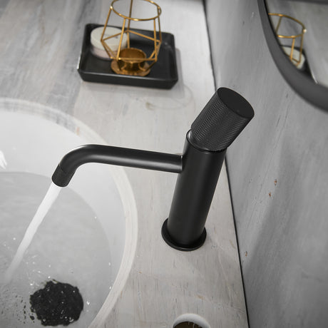 Black Bathroom Hot Cold Water Mixer Tap Black