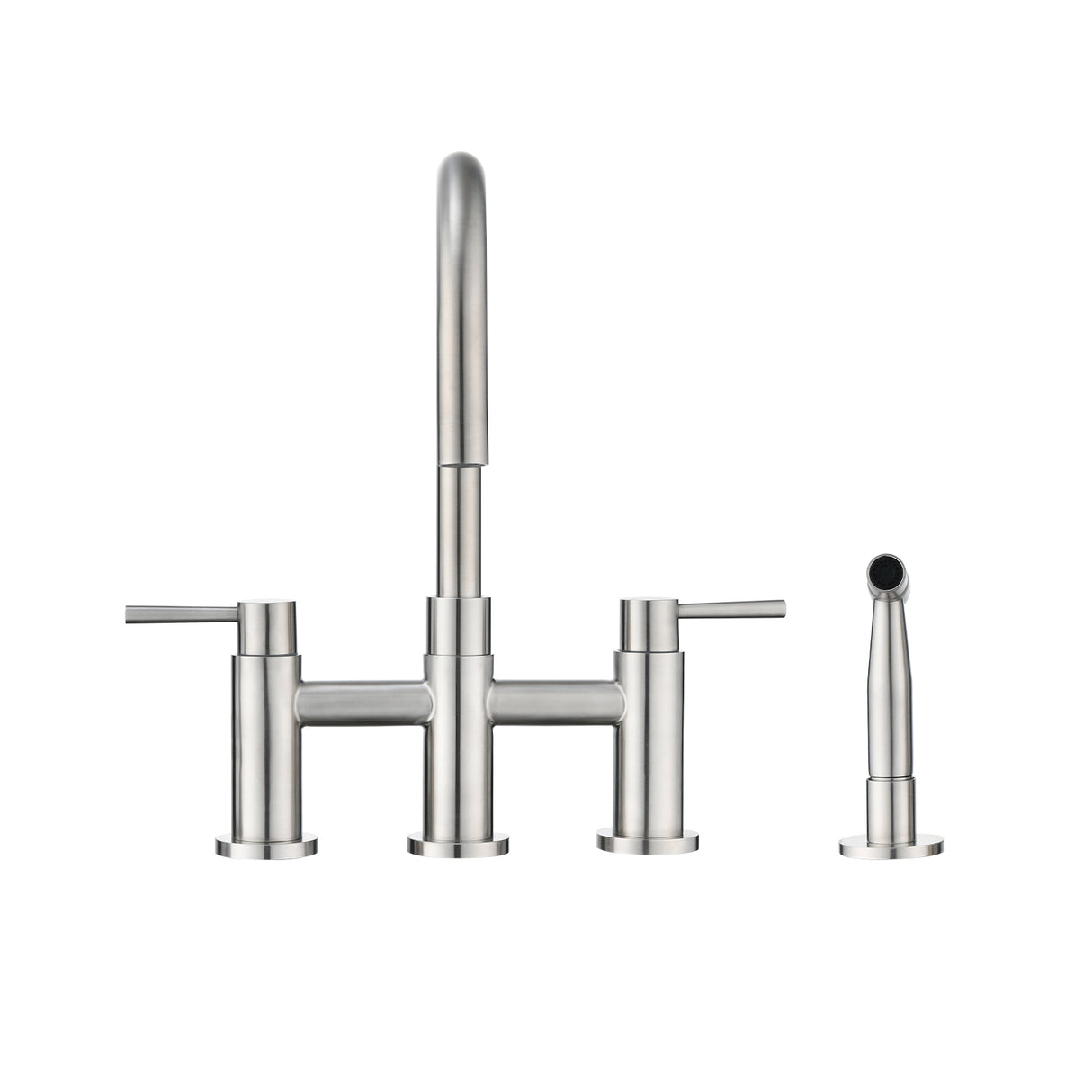 Double Handle Bridge Kitchen Faucet with Side Spray