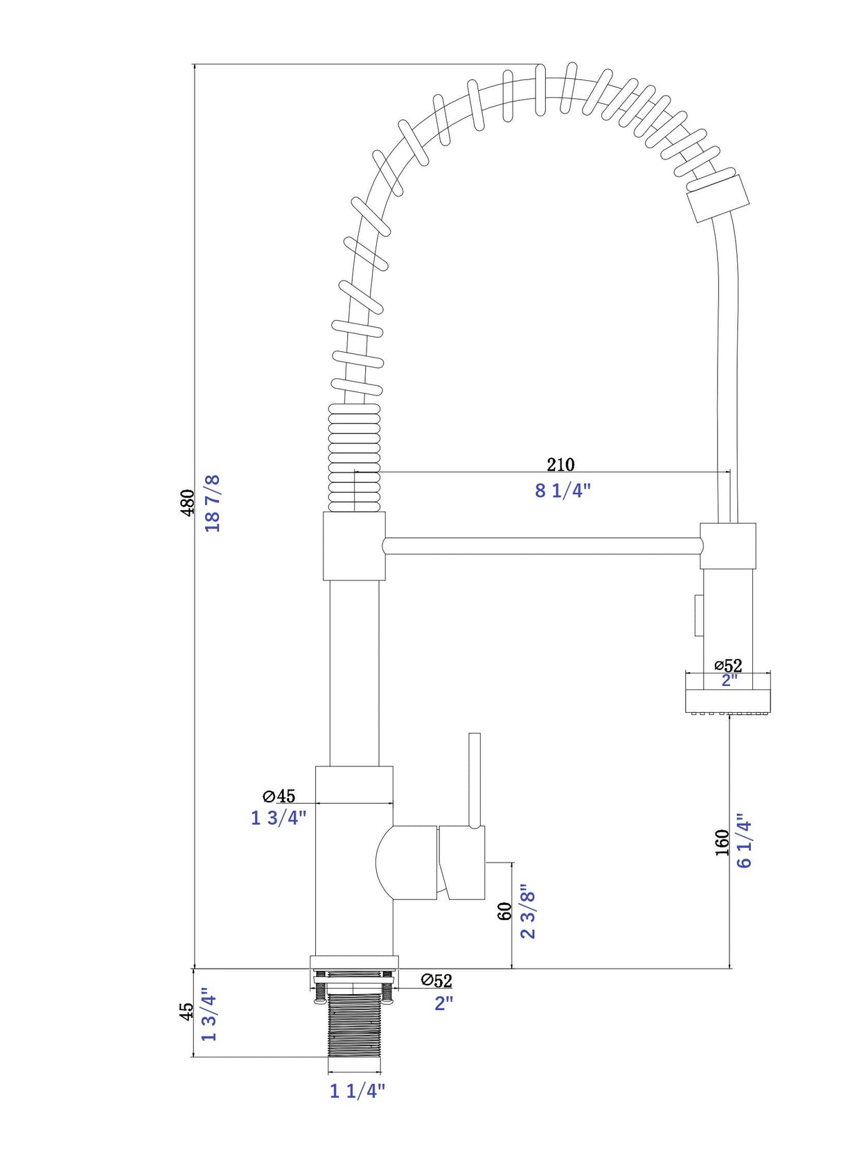 Single Handle Pull Down Sprayer Kitchen Sink Faucet