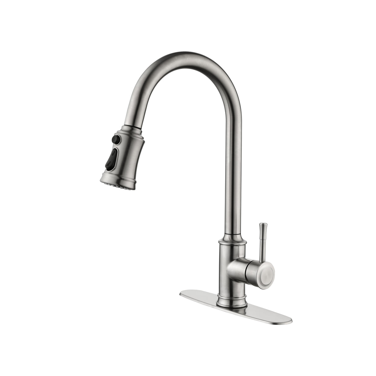 Single Handle High Arc Pull Out Kitchen Faucet Brushed Nickel