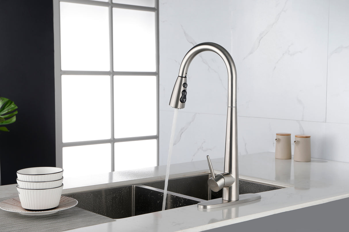 Kitchen Faucet with Pull Down Sprayer Brushed Nickel