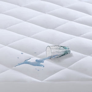 Diamond Quilted Mattress Pad with Waterproof Protection, Deep Pocket 18 inch Fit, White(Twin)