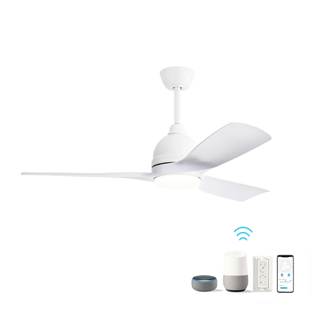 54" White ABS Ceiling Fan Smart Remote Control