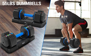 Upgrade your workouts with the 55lb Adjustable Dumbbell featuring anti-slip handles and 5 weight options. Durable, compact & stylish. Shop now at boltbuy.com!