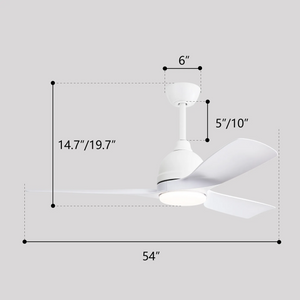 54" White ABS Ceiling Fan Smart Remote Control