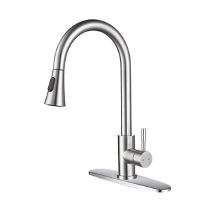 Kitchen Faucet with Pull Out Sprayer-Brushed Nickel Stainless Steel