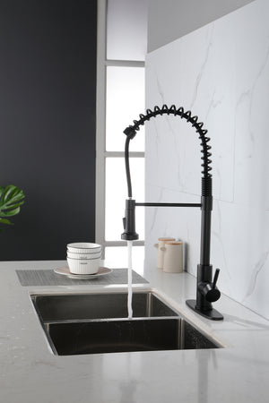 Spring Kitchen Faucets Matte Black with Pull Out Sprayer